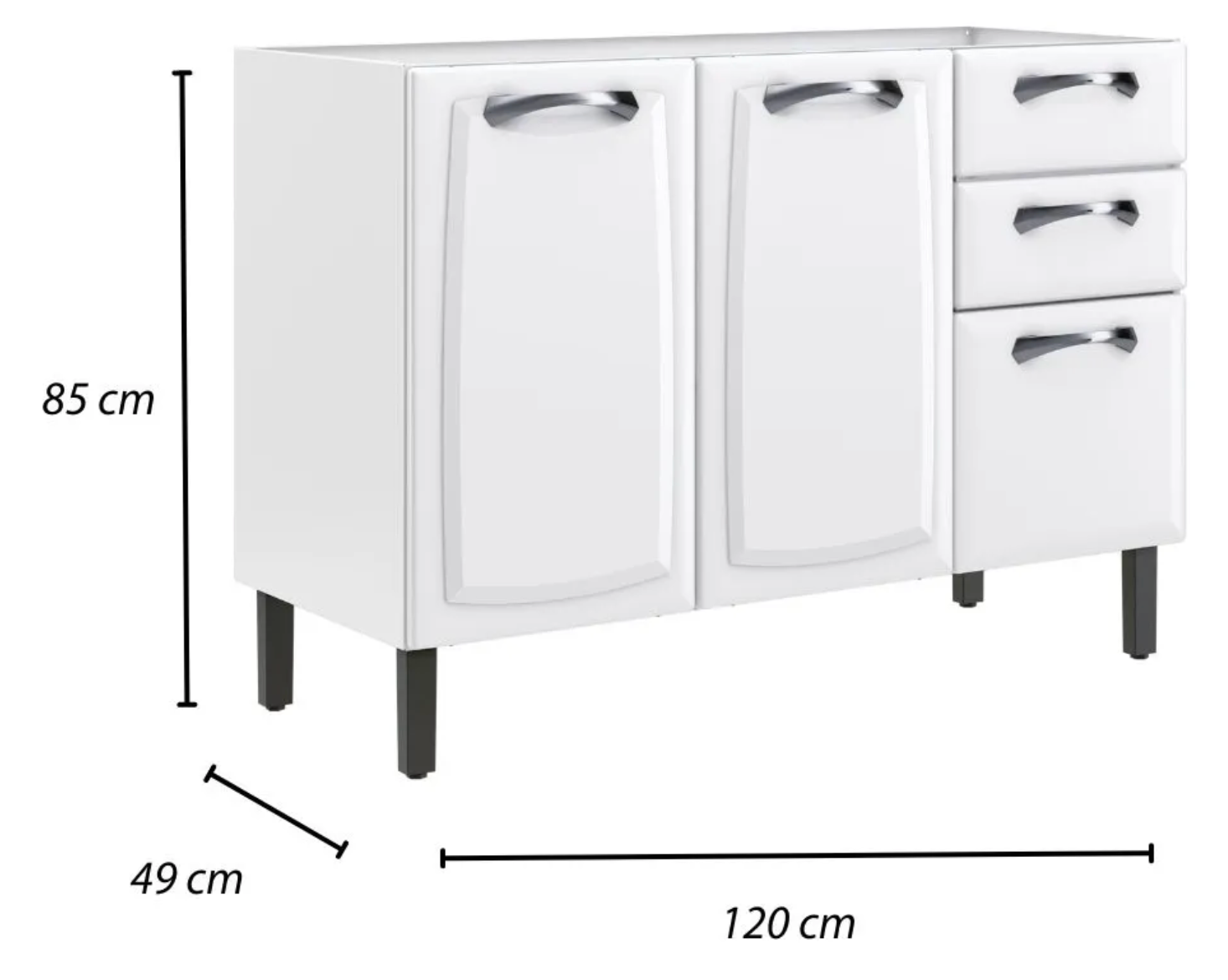 Balcão Itatiaia New Premium aço 3 portas Sem Tampo Branco - Image 2