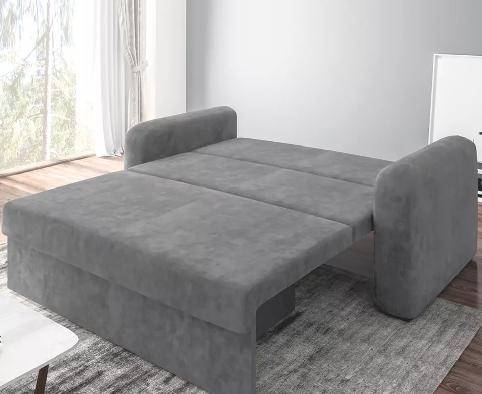 Sofá Cama Versátil 2 Lugares Veludo Selmer - Cinza - Image 5