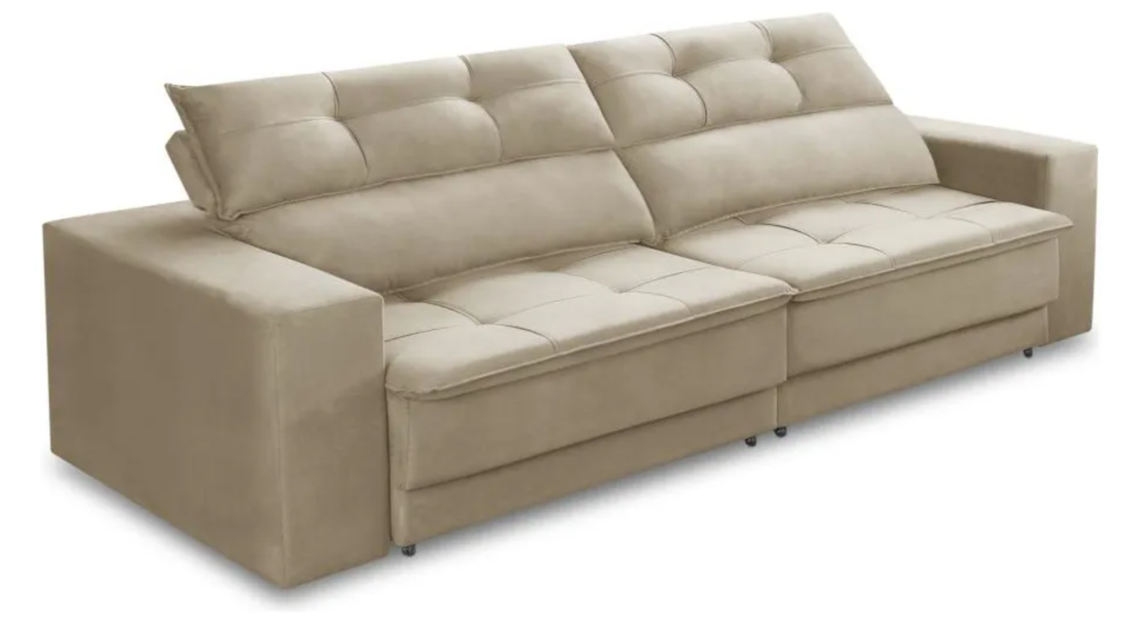 Sofá Retrátil 2 Lugares 1,50m Molas Emily Suede Bege