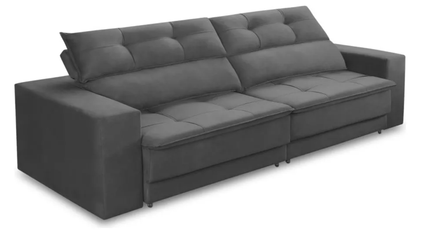 Sofá Retrátil 2 Lugares 1,50m Molas Emily Suede Cinza