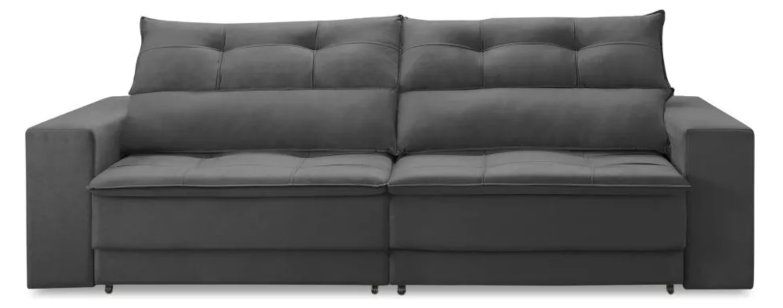 Sofá Retrátil 2 Lugares 1,50m Molas Emily Suede Cinza - Image 2