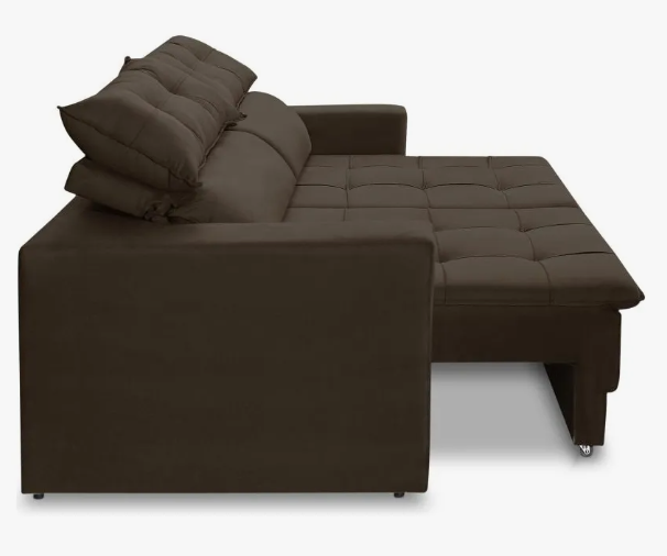 Sofá Retrátil 2 Lugares 1,50m Molas Emily Suede Marrom - Image 5