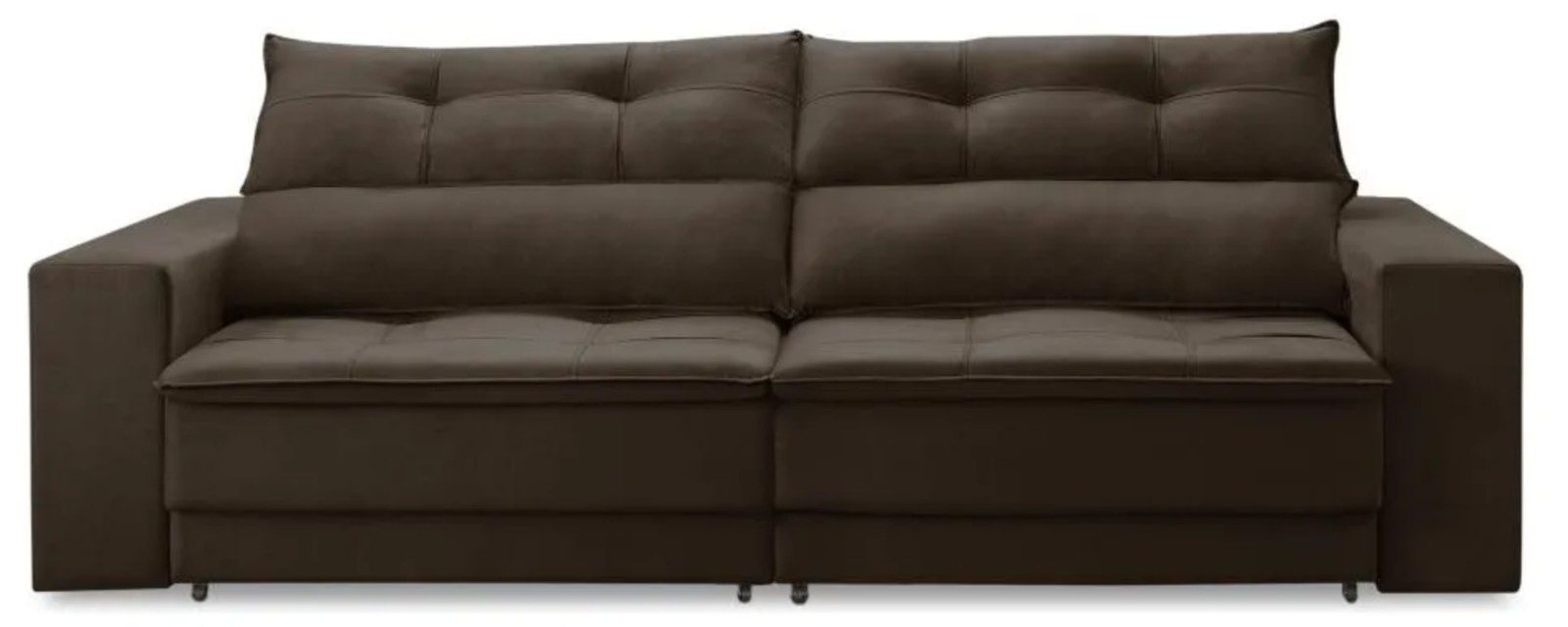 Sofá Retrátil 2 Lugares 1,50m Molas Emily Suede Marrom - Image 4